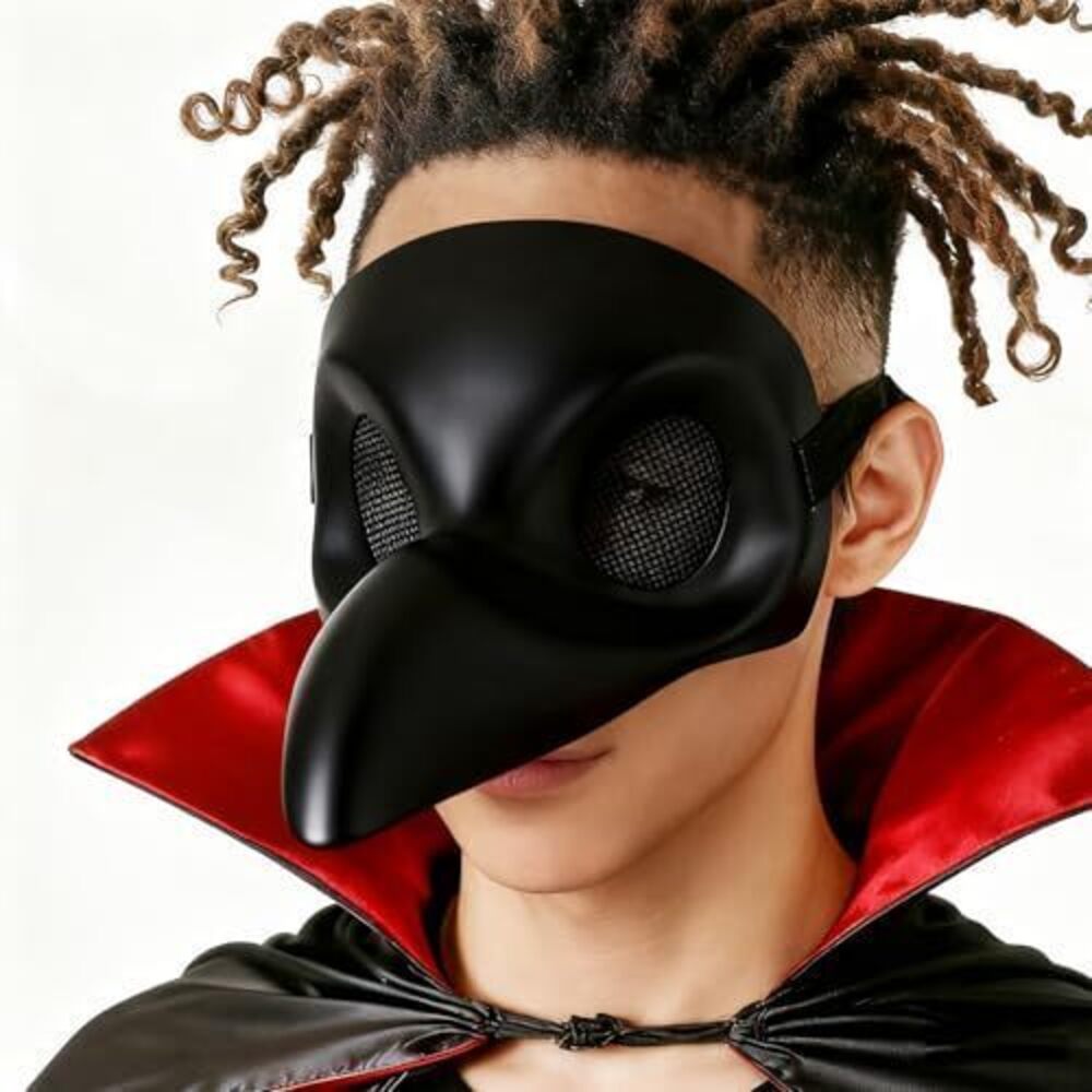 5879 Plague Doctor Bird Mask Black Long Beak Mask Halloween Masquerade